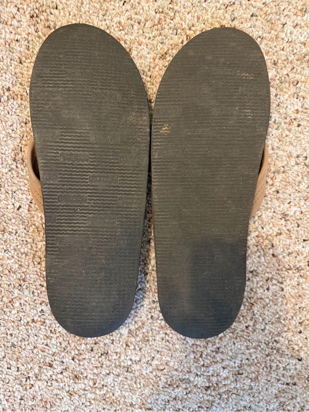 Rainbow Men's Brown Leather Flip Flops with Suede Straps - Picture 2 of 6